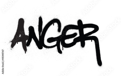 graffiti anger word sprayed in black over white
