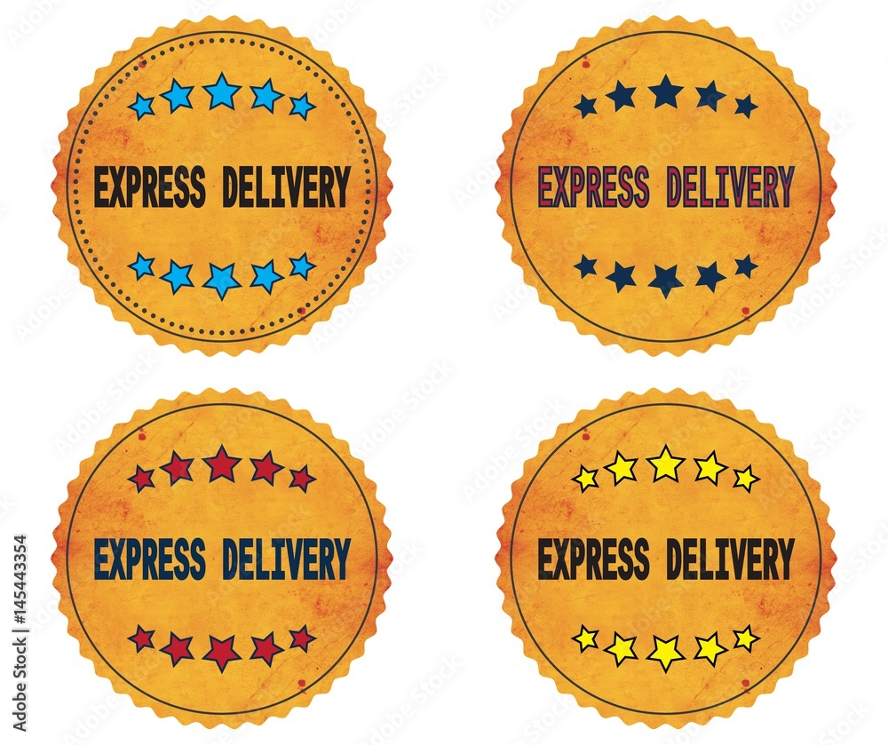 EXPRESS DELIVERY text, on round wavy border vintage, stamp badge