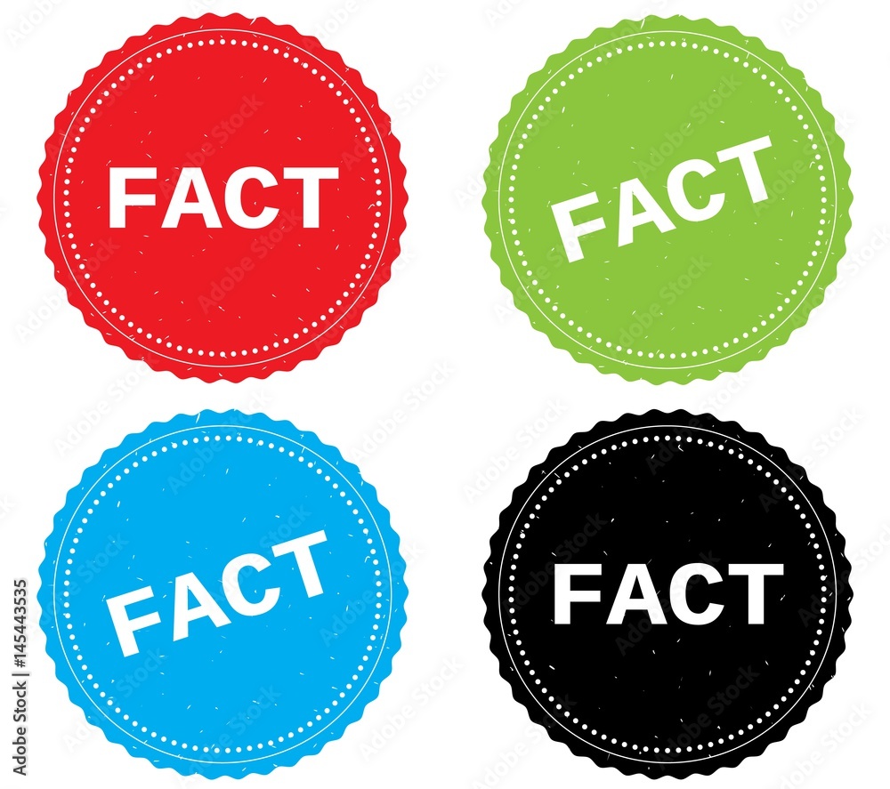 FACT text, on round wavy border stamp badge. FACT text, on round wavy border stamp badge.