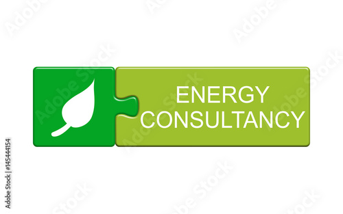 Zielony przycisk, ikona z napisem energia 