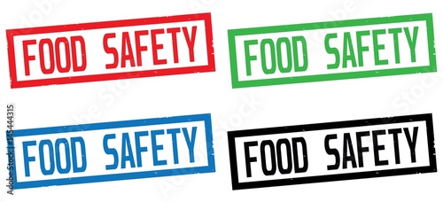 FOOD SAFETY text  on rectangle border stamp sign.