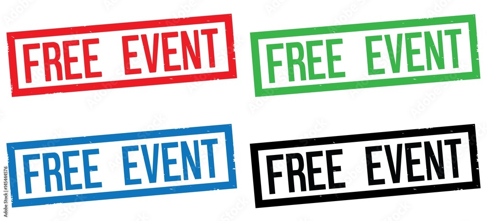 FREE EVENT text, on rectangle border stamp sign. FREE EVENT text, on rectangle border stamp sign.