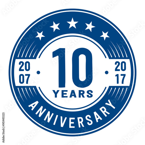 10 years anniversary logo template. Vector and illustration.
