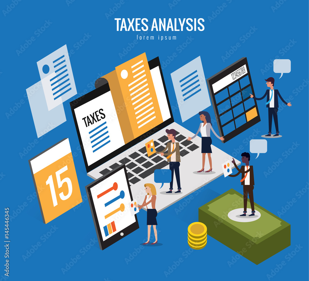 flat isometric design of taxes concept. Financial calculations, counting profit, income, taxes, statistics, data analytics, planning, report. flat isometric design of taxes concept. Financial calculations, counting profit, income, taxes, statistics, data analytics, planning, report.