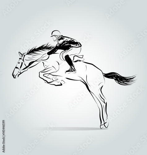 Vector line sketch horse rider