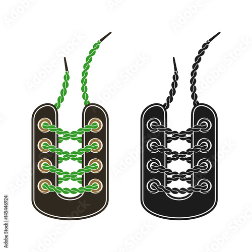 Shoelaces. Two Variants of a Lacing on a White Background. 