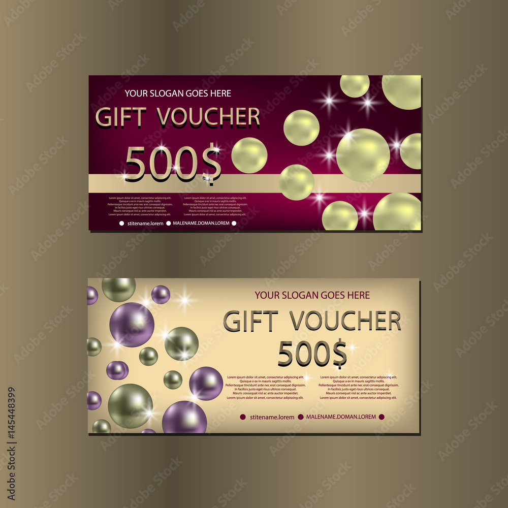 Naklejka premium Gift Voucher Template With Sparkles and Pears For your Design.