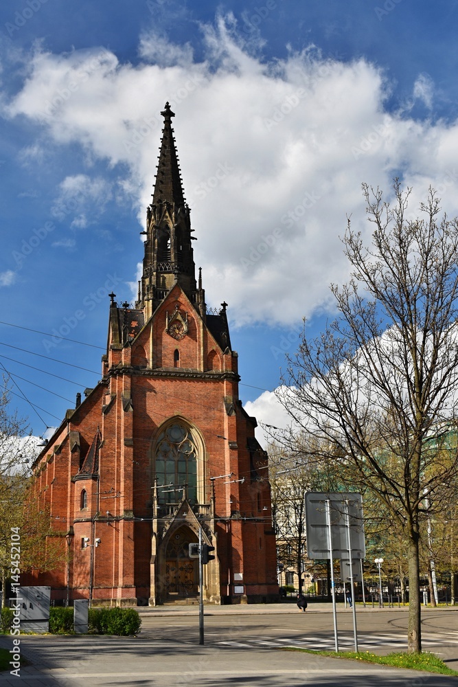 Jan Amos Comenius - Czech Red Cross Evangelical Church - Red Church. The city of Brno - Czech Republic - Europe.
