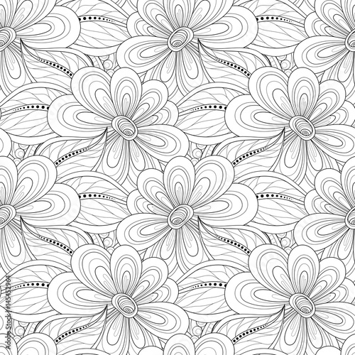 Vector Seamless Monochrome Floral Pattern © irinakrivoruchko