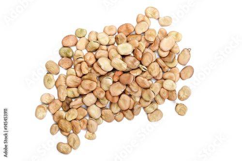 Dried broad beans on a white background