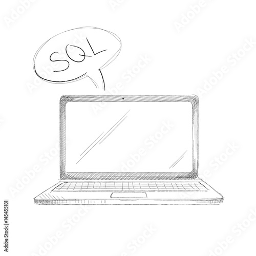 Hand drawn programming language concept laptop sql