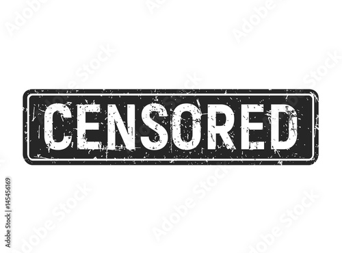 Black censored grunge stamp on white background. Vector illustration of retro banner template.