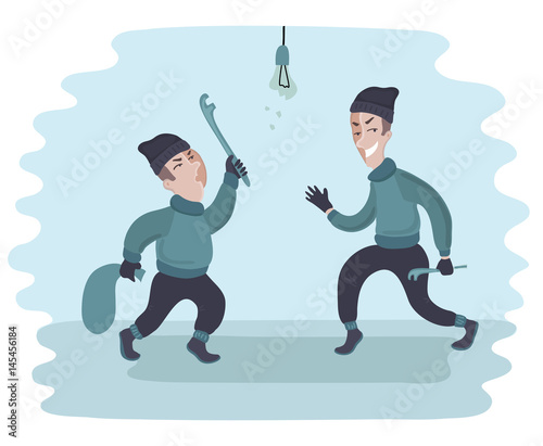Two young men Two guys are stealing. Thives. Vector.