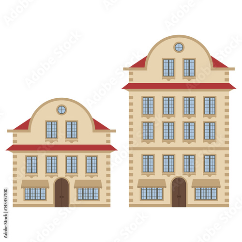 Old european houses. Colored vector illustration isolated on white background