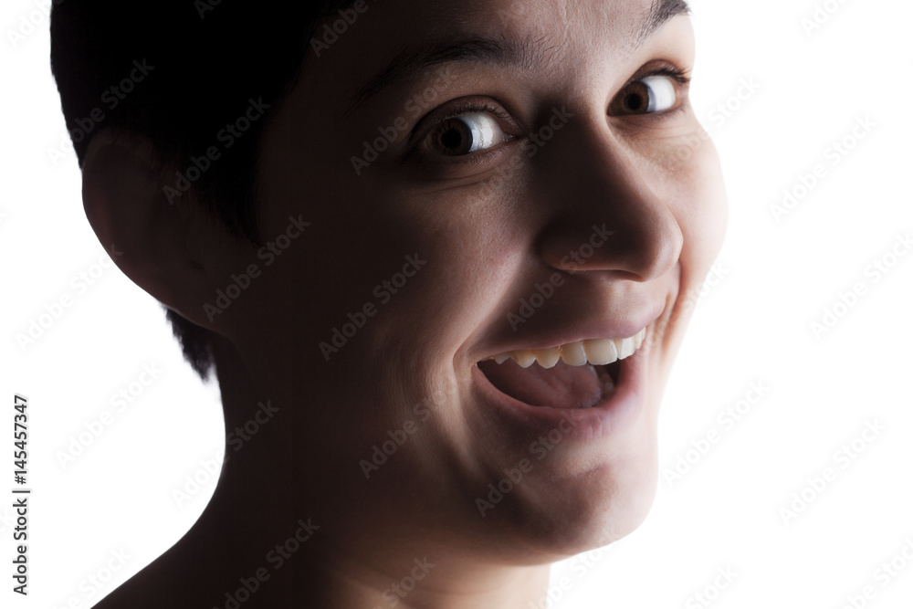 Fototapeta premium girl with a short hair making expressions