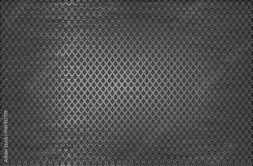 Metal perforated background. Scratched surface with diamond shape holes