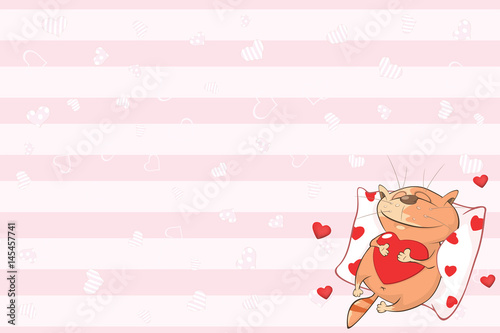 Valentines card  with a Cute Tabby Cat illustration