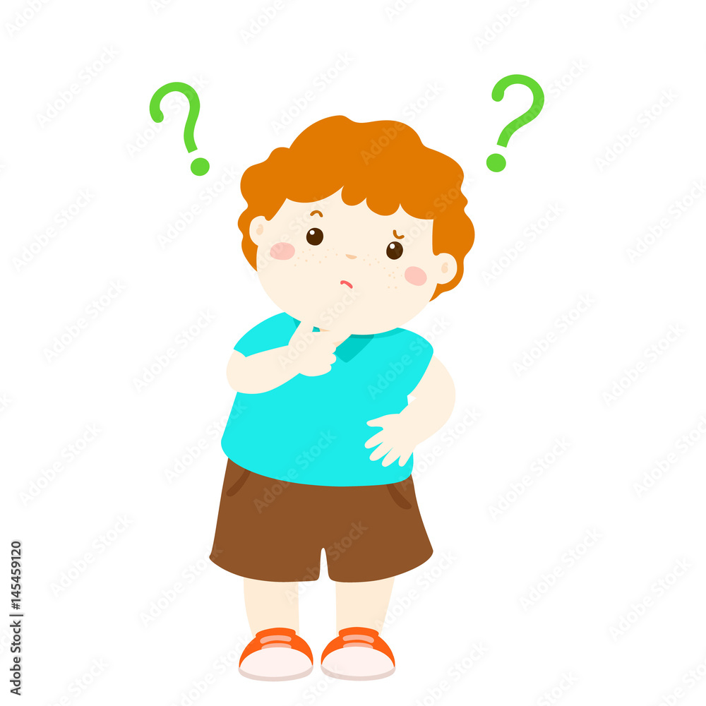Little boy copper hair wondering cartoon character vector Little boy copper hair wondering cartoon character vector