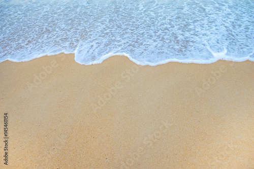 Fototapeta Naklejka Na Ścianę i Meble -  Soft Wave Of Ocean On Sandy Beach. Background. Selective