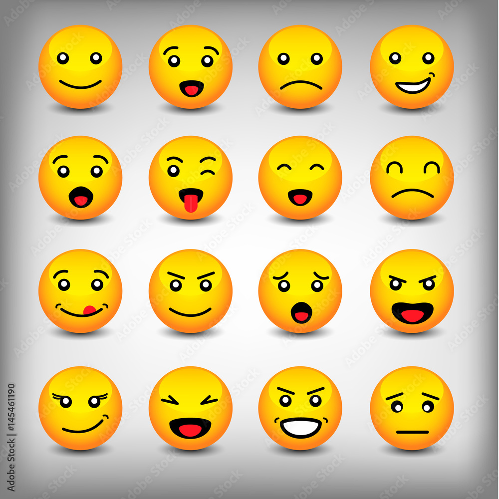 Emoticons set isolated on white background. Funny emoticons with hands Emoticons set isolated on white background. Funny emoticons with hands