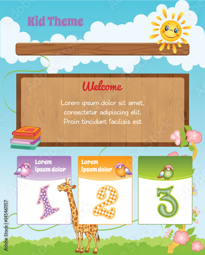 Cartoon Kid Background with Illustrations