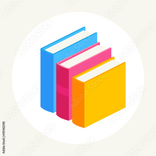 abstract three close books with colorful covers stand in a row.vector illustration of isolated layers on a white background.Academic education symbol learning, reading, school sign.educational concept