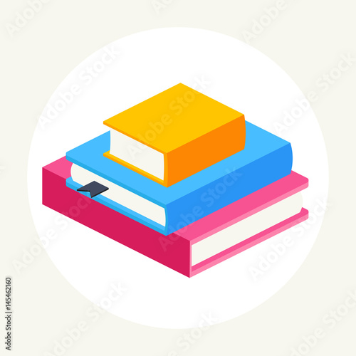 abstract a stack of multicolored books of different sizes. set of close books in isometric view.book icon vector illustration in flat design style of isolated layers on a white background