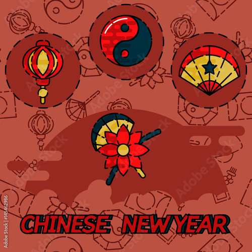 Chinese New Year flat concept icons photo
