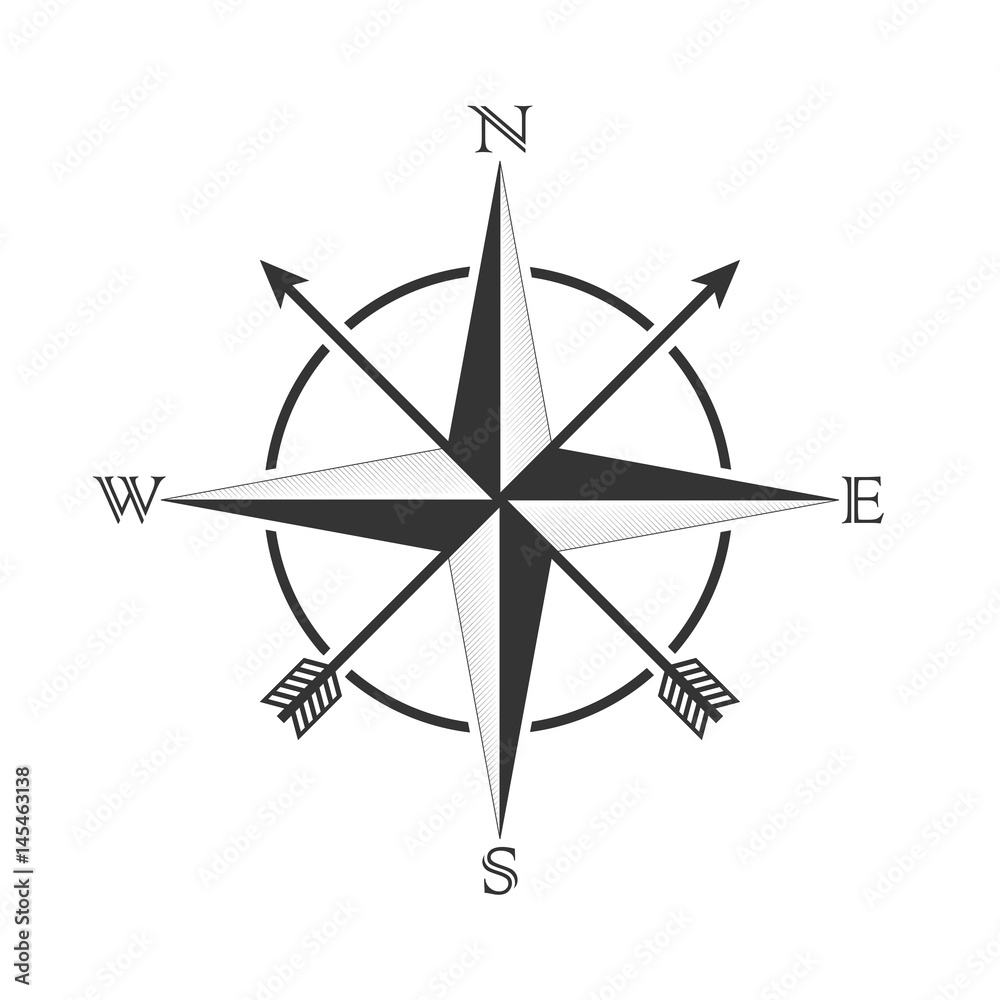 Vector compass with wind rose and arrows in the old style. Design for tattoos and stickers. Vector compass with wind rose and arrows in the old style. Design for tattoos and stickers.