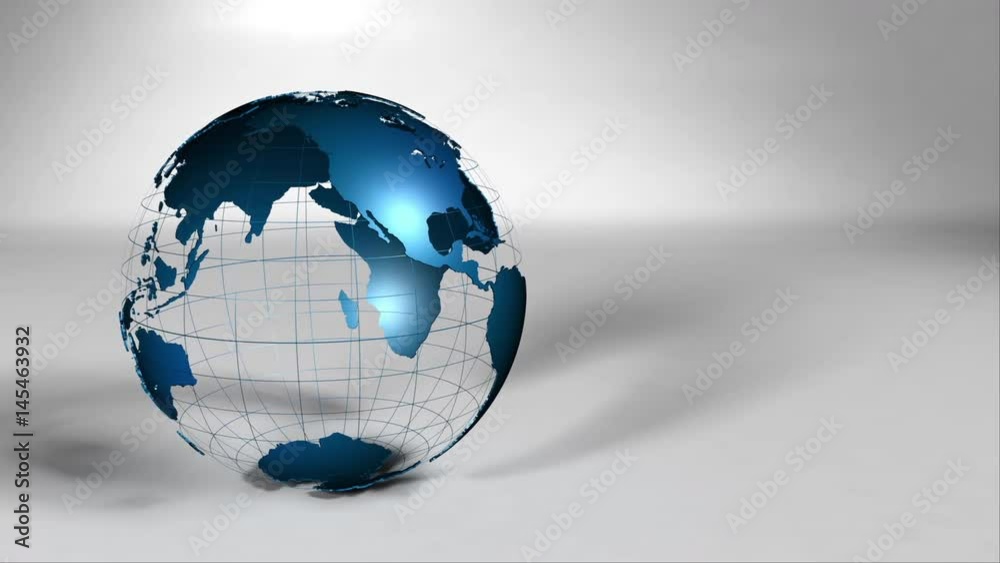 Global 0811: An Earth globe casts a shadow on a white background (Loop).