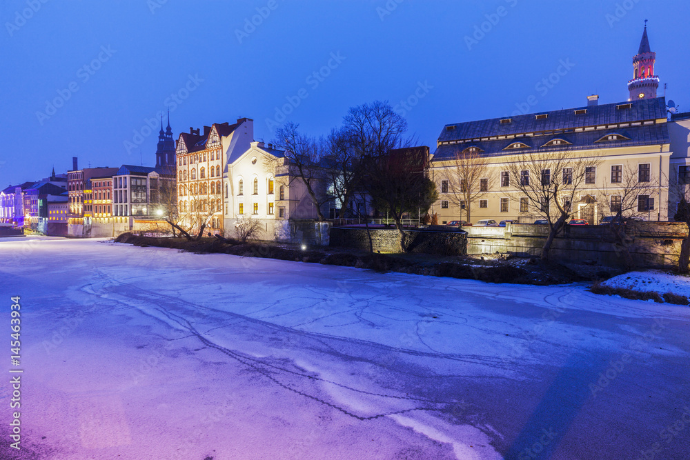 Old town of Opole across Oder River