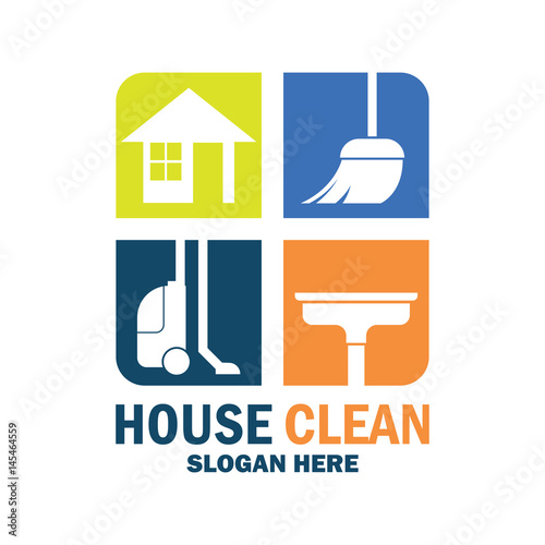 cleaning service icon with text space for your slogan / tagline, vector illustration