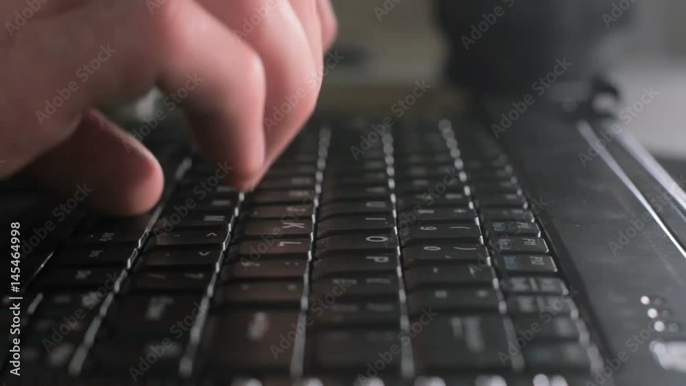 Fingers typing on english pc keyboard loop side view close up footage. Secretary, office worker, report, communication concept Fingers typing on english pc keyboard loop side view close up footage. Secretary, office worker, report, communication concept