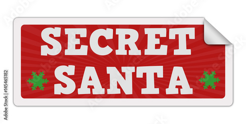 Label red with text secret Santa inside