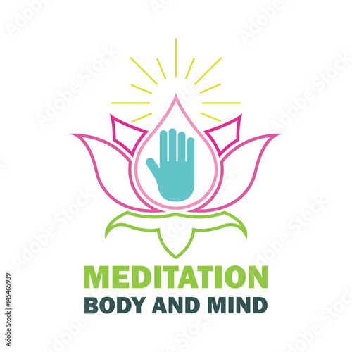 yoga body and mind meditation logo with text space for your slogan / tagline, vector illustration