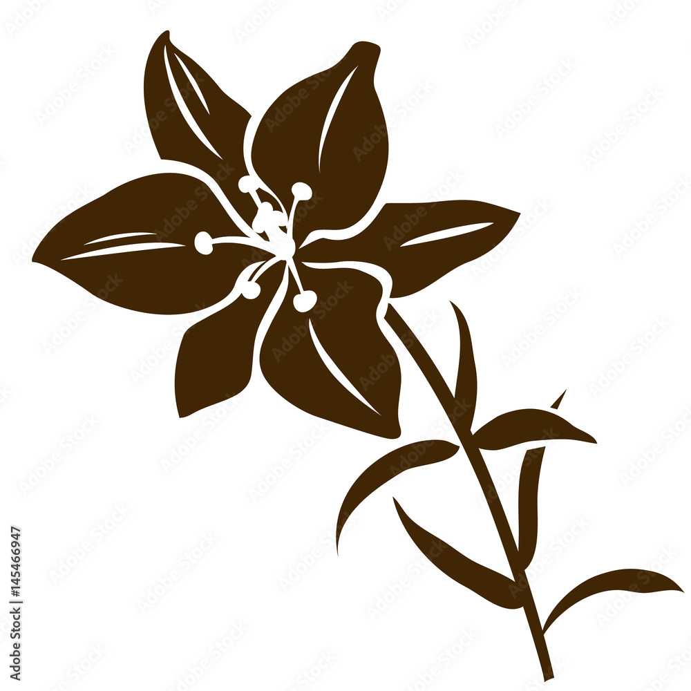 Lily flower silhouette. Vector illustration. Decorative flower icon