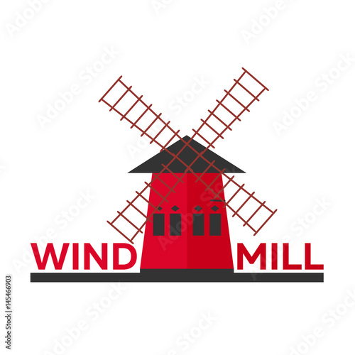 Mill flat design. Bakery. Vector illustration icon.