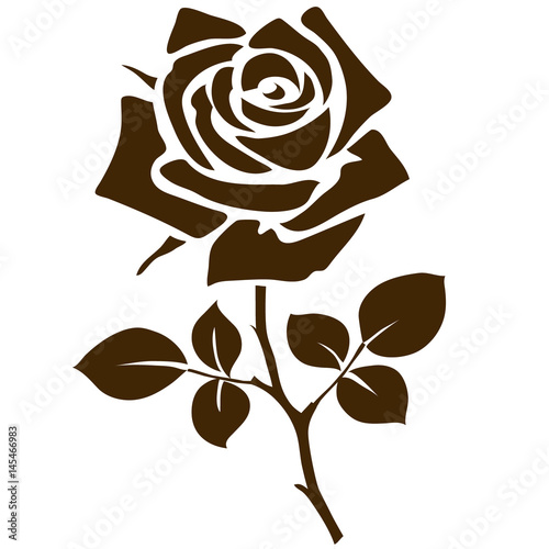 Rose icon. Decorative garden flower silhouette isolated on white. Vector illustration