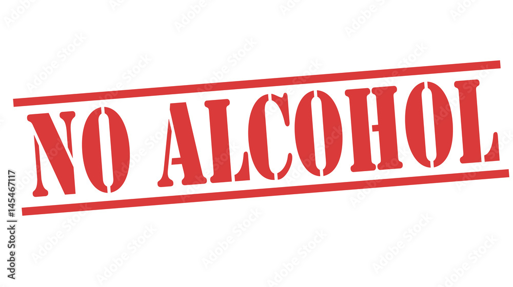 NO ALCOHOL red stamp text on white NO ALCOHOL red stamp text on white