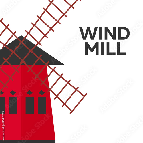 Mill flat design. Bakery. Vector illustration icon.