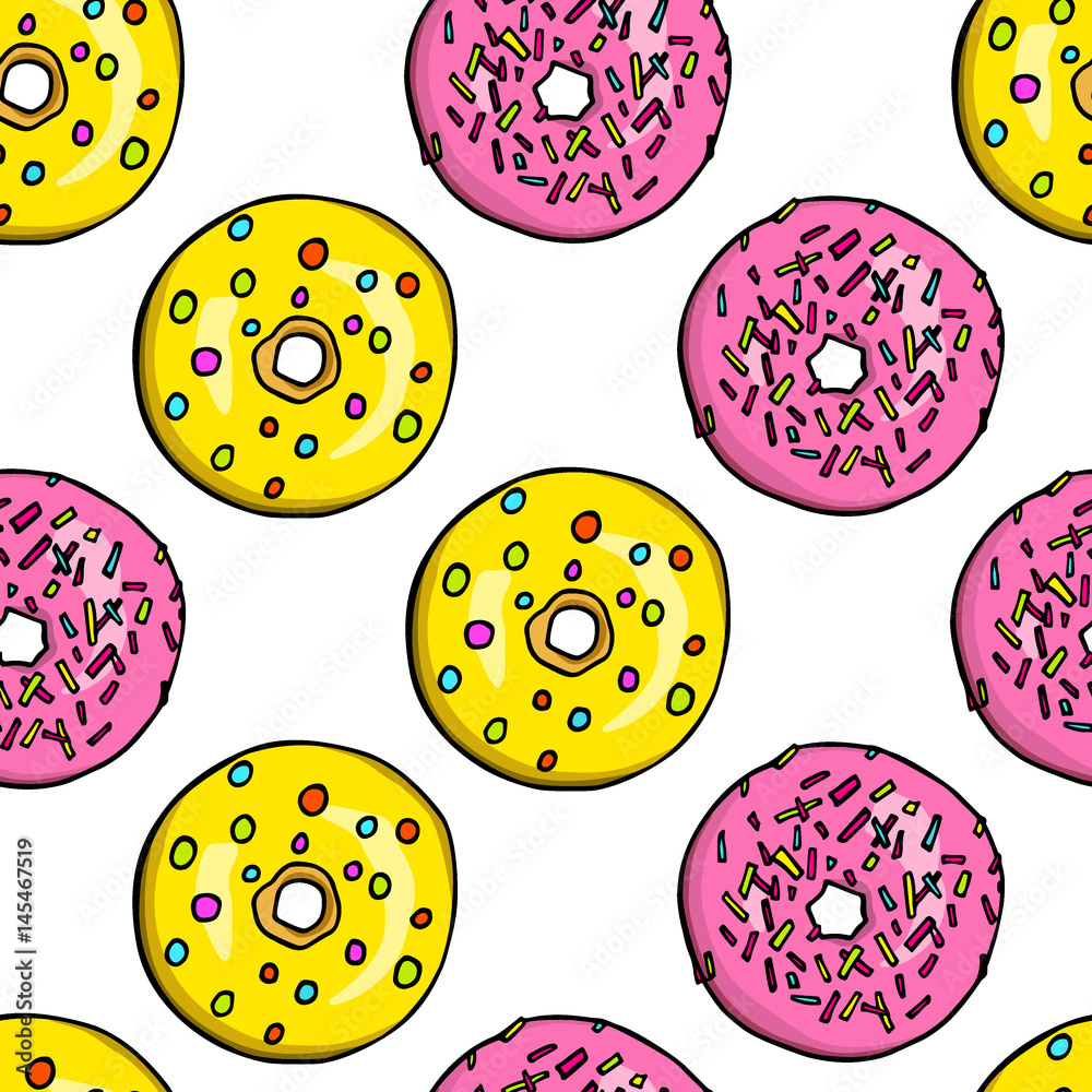 Fototapeta premium Donuts seamless pattern