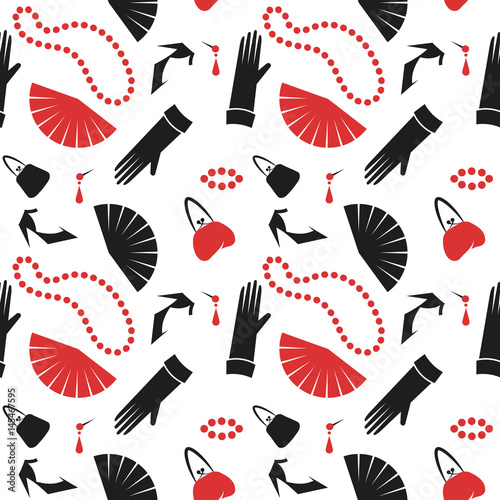 Retro seamless pattern with women accessory