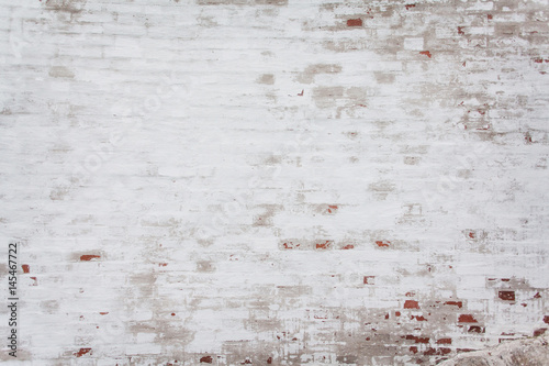 Old Vintage Red Brick Wall With Sprinkled White Plaster Texture Background