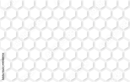 White abstract seamless hexagons pattern background