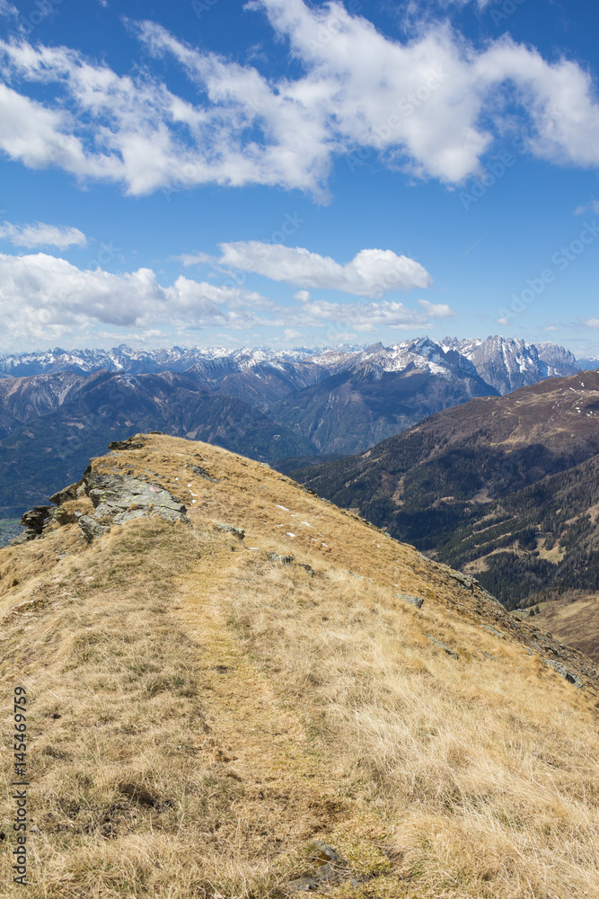 Mountain Panorama View From Scharnik In Carinthia Austria To The South