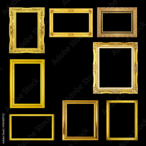 Golden frame isolated on the black background