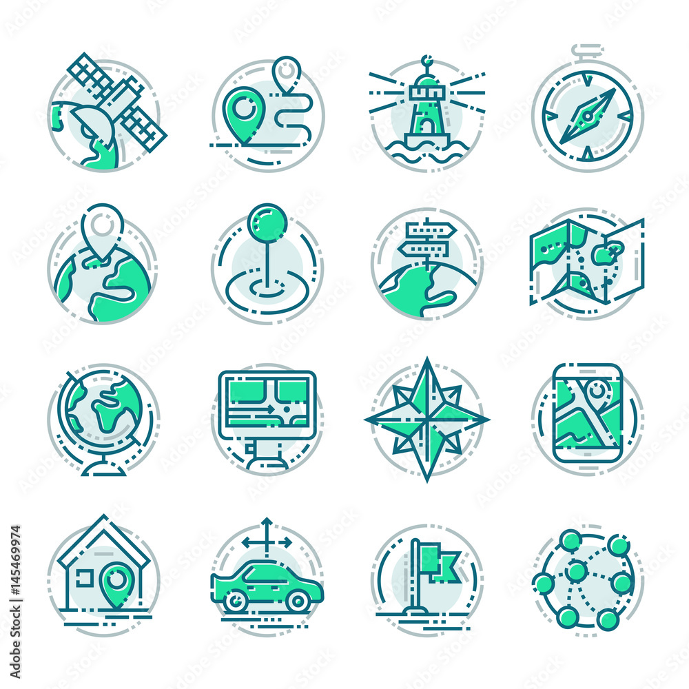 Navigation outline location pin pictogram icons thin sign vector illustration. Navigation outline location pin pictogram icons thin sign vector illustration.