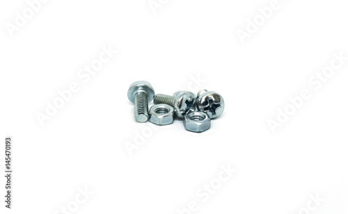 Screws nuts and washers isolated