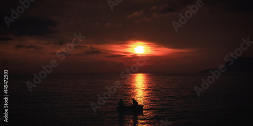 Sunrise at the Saa on Sicily with fisher boats