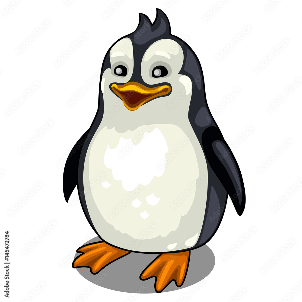 Obraz premium One smiling penguin on white background. Vector